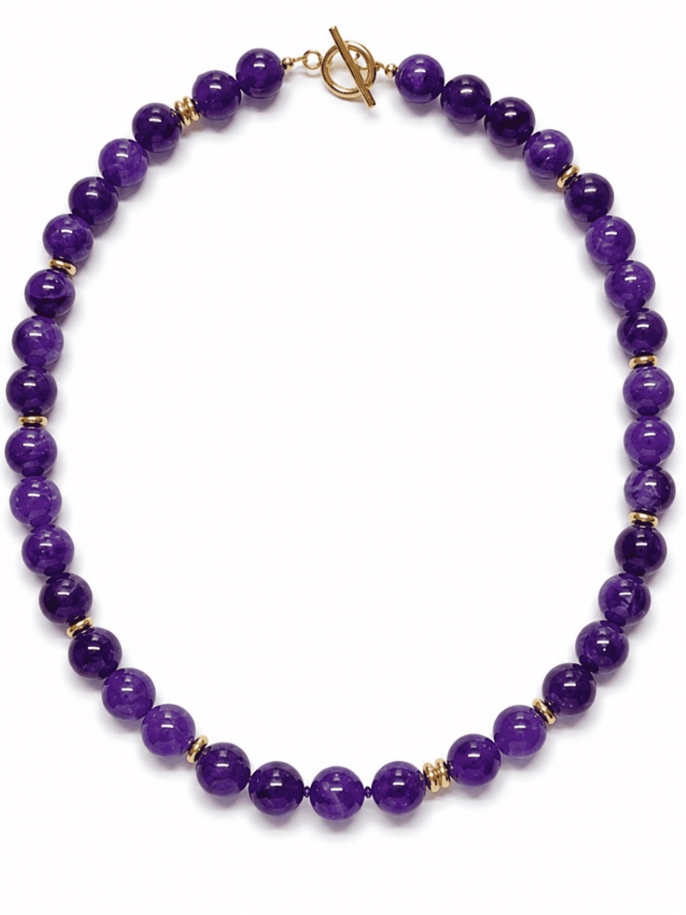 New MAYAMAR deep purple Kunzite Bead Necklace with Gold Accents